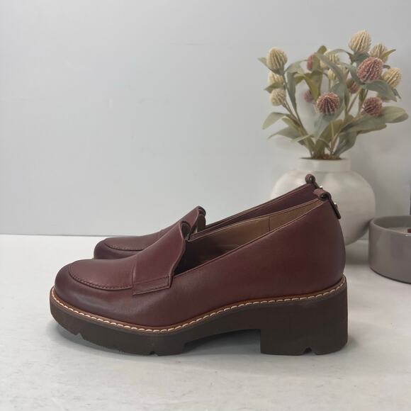 Vionic Willa Wedge Leather Slip On Comfort Loafers Brown Women 6 Light Wear - Picture 1 of 11